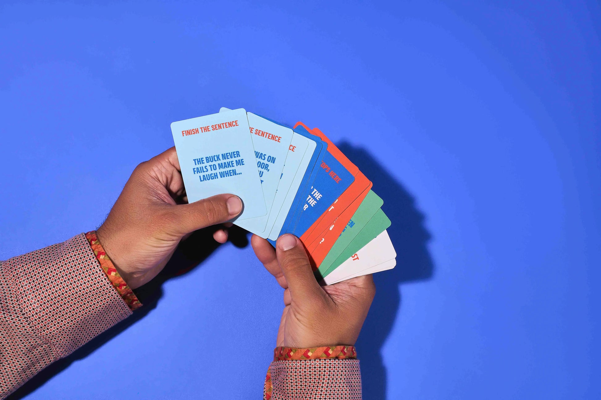 The Buck's Box game cards spread out